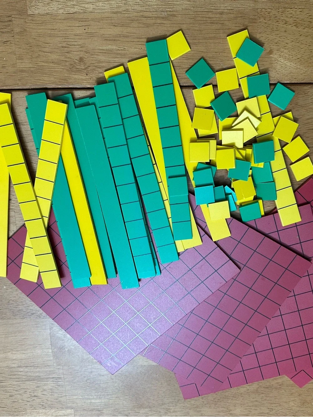 Educational Counting Blocks Set in Green, Blue, Yellow